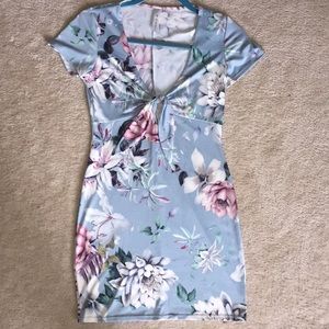Floral Bodycon Front tie Mini dress
